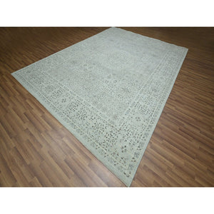 9'1"x12' Beau Blue, Pre Historic 14th Century Influence, Mamluk Design, Natural Dyes, Hand Knotted, Pure Wool, Oriental Rug FWR459330