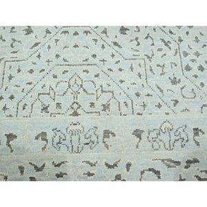 9'1"x12' Beau Blue, Pre Historic 14th Century Influence, Mamluk Design, Natural Dyes, Hand Knotted, Pure Wool, Oriental Rug FWR459330
