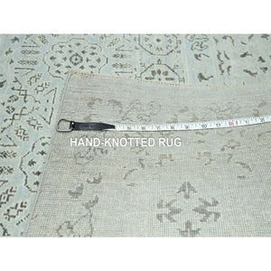 9'1"x12' Beau Blue, Pre Historic 14th Century Influence, Mamluk Design, Natural Dyes, Hand Knotted, Pure Wool, Oriental Rug FWR459330