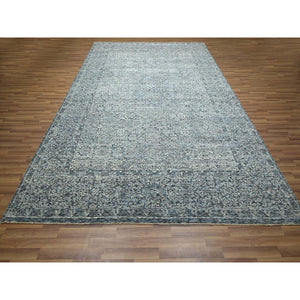9'x12'1" Stone Blue, Pre Historic 14th Century Influence, Mamluk Design, Natural Dyes, Hand Knotted, Pure Wool, Oriental Rug FWR459336