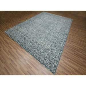 9'x12'1" Stone Blue, Pre Historic 14th Century Influence, Mamluk Design, Natural Dyes, Hand Knotted, Pure Wool, Oriental Rug FWR459336