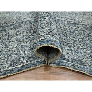 9'x12'1" Stone Blue, Pre Historic 14th Century Influence, Mamluk Design, Natural Dyes, Hand Knotted, Pure Wool, Oriental Rug FWR459336