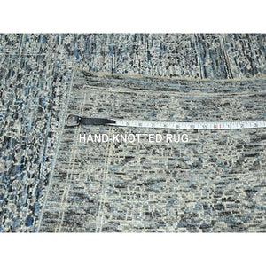 9'x12'1" Stone Blue, Pre Historic 14th Century Influence, Mamluk Design, Natural Dyes, Hand Knotted, Pure Wool, Oriental Rug FWR459336