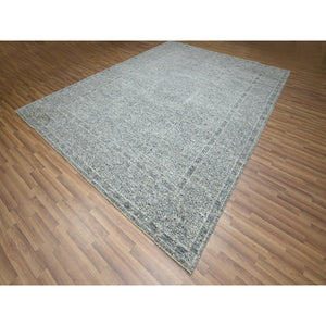 9'2"x12' Dove Gray, Pre Historic 14th Century Influence, Mamluk Design, Natural Dyes, Hand Knotted, 100% Wool, Oriental Rug FWR459342