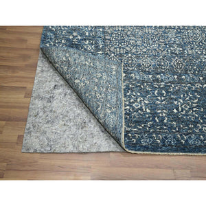 9'x12' Aegean Blue, Pre Historic 14th Century Influence, Mamluk Design, Natural Dyes, Hand Knotted, Pure Wool, Oriental Rug FWR459348
