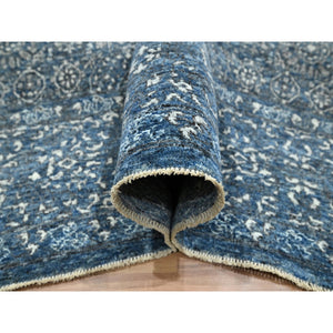 9'x12' Aegean Blue, Pre Historic 14th Century Influence, Mamluk Design, Natural Dyes, Hand Knotted, Pure Wool, Oriental Rug FWR459348