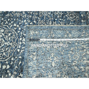 9'x12' Aegean Blue, Pre Historic 14th Century Influence, Mamluk Design, Natural Dyes, Hand Knotted, Pure Wool, Oriental Rug FWR459348