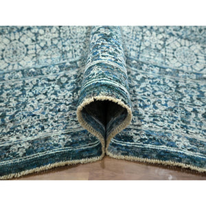 8'x10'1" Turkish Blue, Pre Historic 14th Century Influence, Mamluk Design, Natural Dyes, Hand Knotted, Pure Wool, Oriental Rug FWR459354