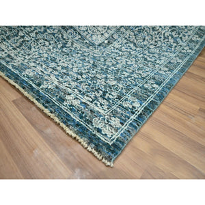 8'x10'1" Turkish Blue, Pre Historic 14th Century Influence, Mamluk Design, Natural Dyes, Hand Knotted, Pure Wool, Oriental Rug FWR459354