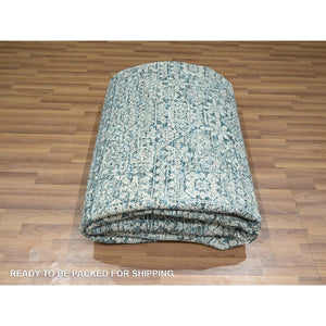 8'x10'1" Turkish Blue, Pre Historic 14th Century Influence, Mamluk Design, Natural Dyes, Hand Knotted, Pure Wool, Oriental Rug FWR459354