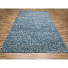Load image into Gallery viewer, 8&#39;1&quot;x10&#39; Imperial Blue, Intricate Repetitive Geometric Tree Design, Tone On Tone, Hand Knotted, Wool And Silk, Oriental Rug FWR459372