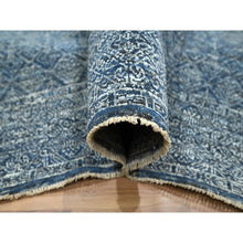 Load image into Gallery viewer, 8&#39;1&quot;x10&#39; Imperial Blue, Intricate Repetitive Geometric Tree Design, Tone On Tone, Hand Knotted, Wool And Silk, Oriental Rug FWR459372