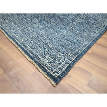 Load image into Gallery viewer, 8&#39;1&quot;x10&#39; Imperial Blue, Intricate Repetitive Geometric Tree Design, Tone On Tone, Hand Knotted, Wool And Silk, Oriental Rug FWR459372