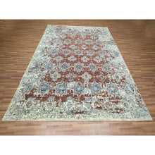 Load image into Gallery viewer, 8&#39;x10&#39; Rust Red, Erased Rosettes Design, Tone On Tone, Hand Knotted, 100% Wool, Dense Weave, Oriental Rug FWR459384