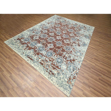 Load image into Gallery viewer, 8&#39;x10&#39; Rust Red, Erased Rosettes Design, Tone On Tone, Hand Knotted, 100% Wool, Dense Weave, Oriental Rug FWR459384