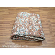 Load image into Gallery viewer, 8&#39;x10&#39; Rust Red, Erased Rosettes Design, Tone On Tone, Hand Knotted, 100% Wool, Dense Weave, Oriental Rug FWR459384