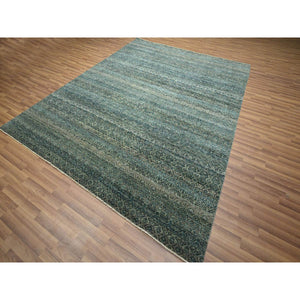 8'1"x10' Teal Green, Hand Knotted, Kohinoor Herat Pattern, Small Geometric Repetitive Diamond Design, Soft Wool, Tone On Tone, Oriental Rug FWR459414