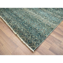 Load image into Gallery viewer, 8&#39;1&quot;x10&#39; Teal Green, Hand Knotted, Kohinoor Herat Pattern, Small Geometric Repetitive Diamond Design, Soft Wool, Tone On Tone, Oriental Rug FWR459414
