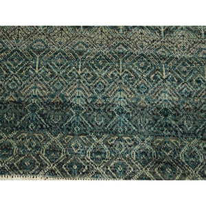 8'1"x10' Teal Green, Hand Knotted, Kohinoor Herat Pattern, Small Geometric Repetitive Diamond Design, Soft Wool, Tone On Tone, Oriental Rug FWR459414