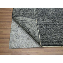 Load image into Gallery viewer, 8&#39;2&quot;x10&#39;2&quot; Charcoal Black, Tone On Tone, Wool And Silk With Intricate Star Design, Hand Knotted, Oriental Rug FWR459444