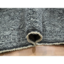 Load image into Gallery viewer, 8&#39;2&quot;x10&#39;2&quot; Charcoal Black, Tone On Tone, Wool And Silk With Intricate Star Design, Hand Knotted, Oriental Rug FWR459444
