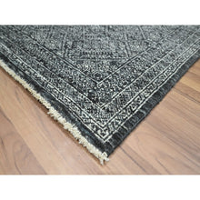 Load image into Gallery viewer, 8&#39;2&quot;x10&#39;2&quot; Charcoal Black, Tone On Tone, Wool And Silk With Intricate Star Design, Hand Knotted, Oriental Rug FWR459444