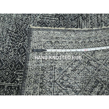 Load image into Gallery viewer, 8&#39;2&quot;x10&#39;2&quot; Charcoal Black, Tone On Tone, Wool And Silk With Intricate Star Design, Hand Knotted, Oriental Rug FWR459444