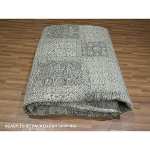 10'2"x14' Beige, Ancient Persian Garden Design, Tone On Tone, Hand Knotted, Pure Wool, Oriental Rug FWR459456