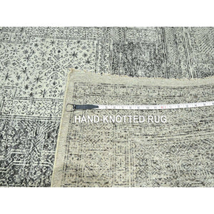 10'2"x14' Beige, Ancient Persian Garden Design, Tone On Tone, Hand Knotted, Pure Wool, Oriental Rug FWR459456