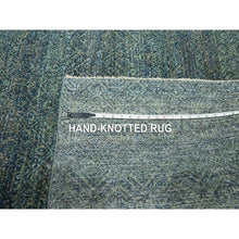 Load image into Gallery viewer, 9&#39;x12&#39; Ocean Blue, Kohinoor Herat Pattern, Small Geometric Repetitive Diamond Design, Soft Wool, Tone On Tone, Hand Knotted, Oriental Rug FWR459462