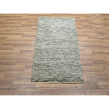 Load image into Gallery viewer, 2&#39;x3&#39; Beige, Modern Grass Design, Hand Knotted, Tone On Tone, Undyed Natural Wool, Mat, Sample, Oriental Rug FWR459492