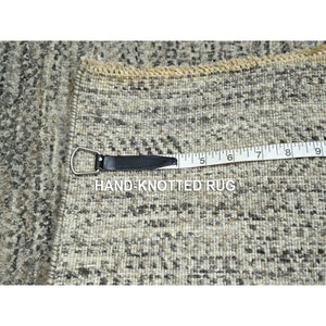 2'x3' Beige, Modern Grass Design, Hand Knotted, Tone On Tone, Undyed Natural Wool, Mat, Sample, Oriental Rug FWR459492