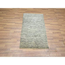 Load image into Gallery viewer, 2&#39;x3&#39; Beige, Undyed Natural Wool, Modern Grass Design, Tone On Tone, Hand Knotted, Mat, Sample, Oriental Rug FWR459498
