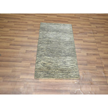 Load image into Gallery viewer, 2&#39;x3&#39; Beige, Modern Grass Design, Hand Knotted, Undyed Natural Wool, Tone On Tone, Mat, Sample, Oriental Rug FWR459504