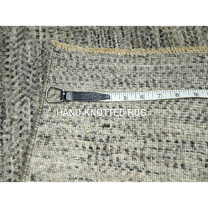 2'x3' Beige, Hand Knotted, Modern Grass Design, Tone On Tone, Undyed Natural Wool, Mat, Sample, Oriental Rug FWR459510