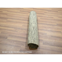 Load image into Gallery viewer, 2&#39;x3&#39; Beige, Modern Grass Design, Tone On Tone, Hand Knotted, Undyed Natural Wool, Mat, Sample, Oriental Rug FWR459516