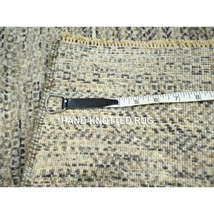 2'x3' Beige, Undyed Natural Wool, Modern Grass Design, Tone On Tone, Hand Knotted, Mat, Sample, Oriental Rug FWR459522
