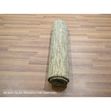 Load image into Gallery viewer, 2&#39;x3&#39; Beige, Undyed Natural Wool, Modern Grass Design, Tone On Tone, Hand Knotted, Mat, Sample, Oriental Rug FWR459522