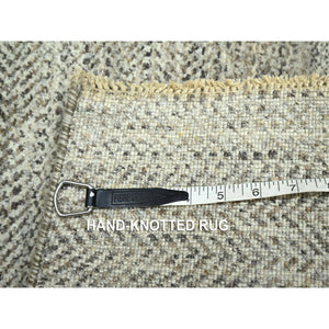 2'x3' Beige, Modern Grass Design, Undyed Natural Wool, Tone On Tone, Hand Knotted, Mat, Sample, Oriental Rug FWR459528