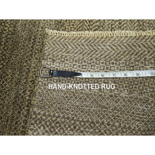 Load image into Gallery viewer, 2&#39;x3&#39; Cedar Brown, Modern Grass Design, Hand Knotted, Tone On Tone, Undyed Natural Wool, Mat, Sample, Oriental Rug FWR459534