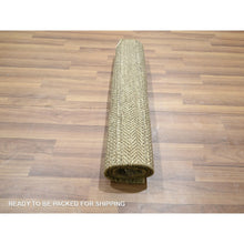 Load image into Gallery viewer, 2&#39;x3&#39; Cedar Brown, Modern Grass Design, Hand Knotted, Tone On Tone, Undyed Natural Wool, Mat, Sample, Oriental Rug FWR459534