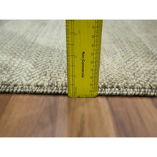 Load image into Gallery viewer, 2&#39;x3&#39; Khaki Brown, Modern Grass Design, Undyed Natural Wool, Tone On Tone, Hand Knotted, Mat, Sample, Oriental Rug FWR459540