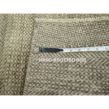 Load image into Gallery viewer, 2&#39;x3&#39; Khaki Brown, Modern Grass Design, Undyed Natural Wool, Tone On Tone, Hand Knotted, Mat, Sample, Oriental Rug FWR459540