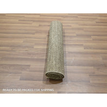 Load image into Gallery viewer, 2&#39;x3&#39; Khaki Brown, Modern Grass Design, Undyed Natural Wool, Tone On Tone, Hand Knotted, Mat, Sample, Oriental Rug FWR459540