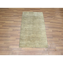Load image into Gallery viewer, 2&#39;x3&#39; Ecru Brown, Modern Grass Design, Tone On Tone, Undyed Natural Wool, Hand Knotted, Mat, Sample, Oriental Rug FWR459546