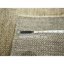 Load image into Gallery viewer, 2&#39;x3&#39; Ecru Brown, Modern Grass Design, Tone On Tone, Undyed Natural Wool, Hand Knotted, Mat, Sample, Oriental Rug FWR459546