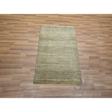 Load image into Gallery viewer, 2&#39;x3&#39; Khaki Brown, Modern Grass Design, Tone On Tone, Undyed Natural Wool, Hand Knotted, Mat, Sample, Oriental Rug FWR459552