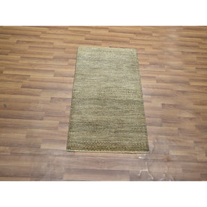 2'x3' Cedar Brown, Modern Grass Design, Tone On Tone, Hand Knotted, Undyed Natural Wool, Mat, Sample, Oriental Rug FWR459558