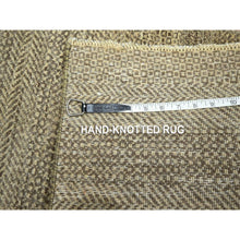 Load image into Gallery viewer, 2&#39;x3&#39; Cedar Brown, Modern Grass Design, Tone On Tone, Hand Knotted, Undyed Natural Wool, Mat, Sample, Oriental Rug FWR459558
