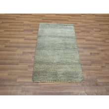 Load image into Gallery viewer, 2&#39;x3&#39; Beige-gray, Modern Grass Design, Tone On Tone, Hand Knotted, Undyed Natural Wool, Mat, Sample, Oriental Rug FWR459564